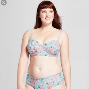 Xhilaration Mint Floral Underwire Bikini Top 22W